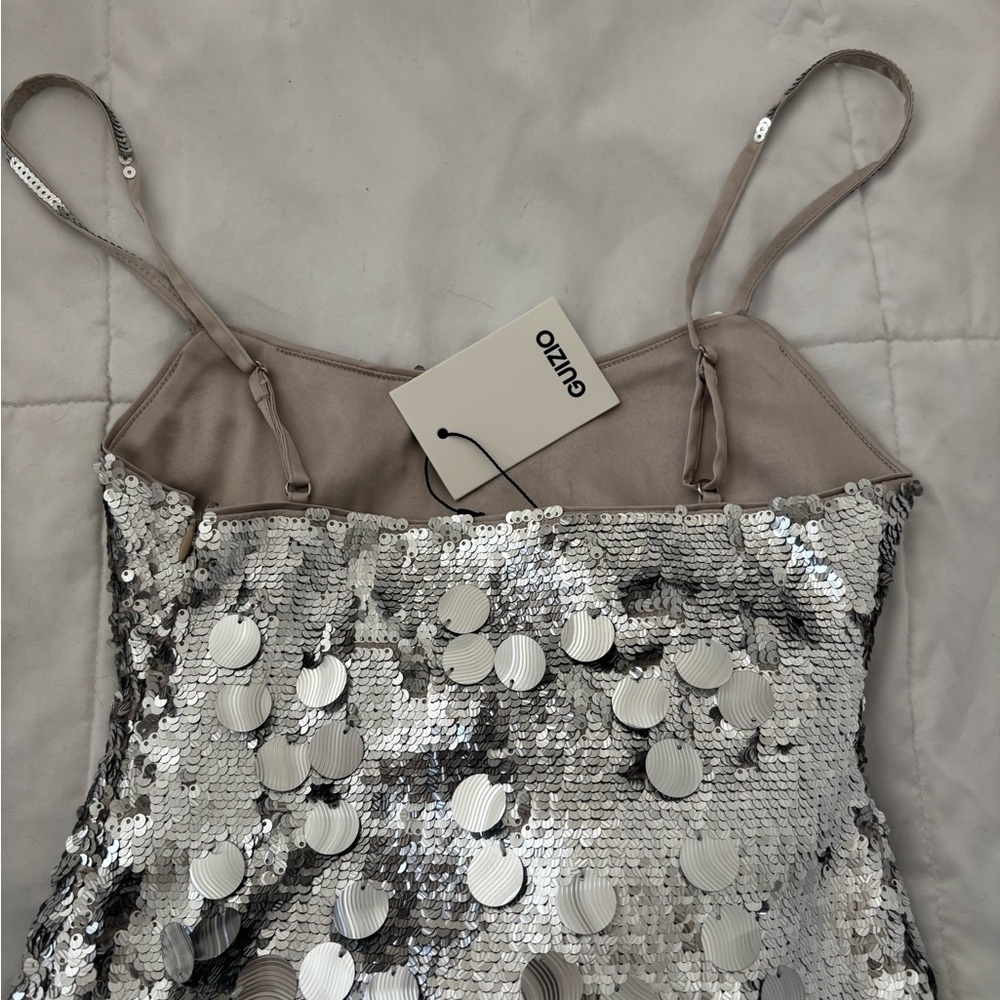 Danielle Guizio Silver Sequin Top - Picture 4 of 6